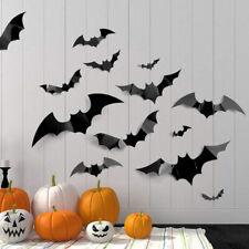 12PCS Halloween Decoration 3D Black PVC Bat Halloween Party  Decor Props Sti-7H