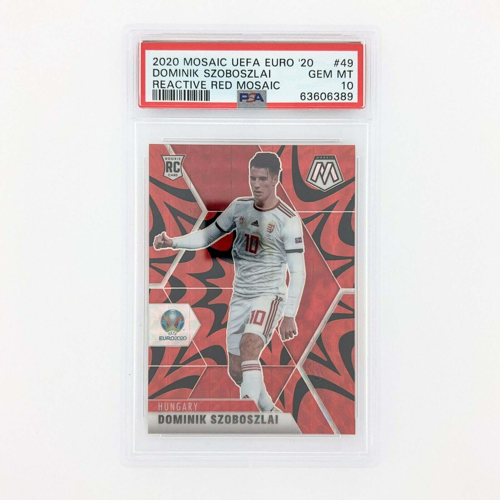 2020 PANINI MOSAIC EURO DOMINIK SZOBOSZLAI #49 RED REACTIVE ROOKIE CARD PSA 10