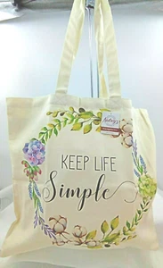 Keep Life einfache ecru Beuteltasche Baumwolle botanische Blumen Schultergriffe 16x16"  - Bild 1 von 4