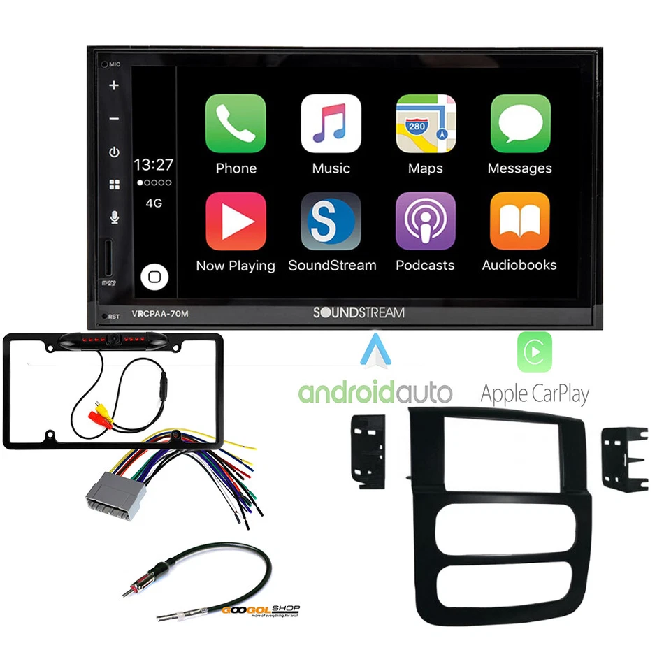 Kit de tablero estéreo para auto Apple CarPlay Ready de 7" para camioneta Dodge Ram 1500 2002-2005 Foto 1 de 3