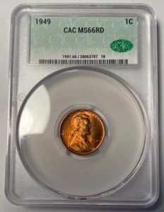 1949-P Lincoln Wheat Cent CACG MS66RD CAC - Bild 1 von 5