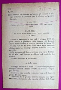 Roma, Royal Decree Convenes College Ballot X Election DEPUTATO-2977 - Imagen 1 de 1