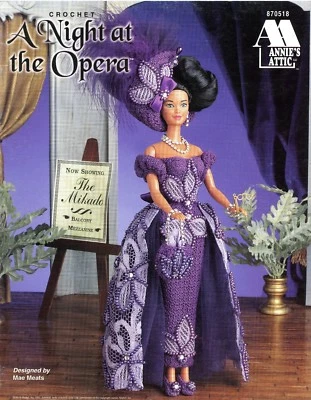 Annie's Attic Crochet A Night at the Opera Pattern Leaflet #870518 for Barbie - Image 1 of 2