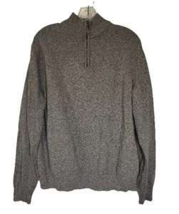 Perry Ellis Sweater Mens Gray 1/4 Zip Ribbed Mock Neck Business Workwear XL - Picture 1 of 8