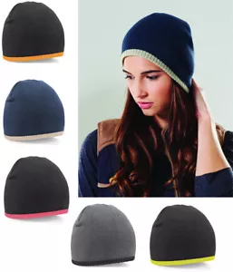Gorro Tejido Dos Tonos Borde Sombrero Invierno Cálido Lano Esquí Calavera Gorra - Imagen 1 de 8