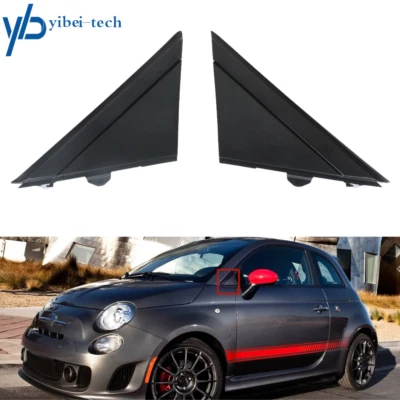 For Fiat 500 2012-2018 2019 Reverse Mirror Triangle Panel Left+Right Black Kit - Image 1 of 4