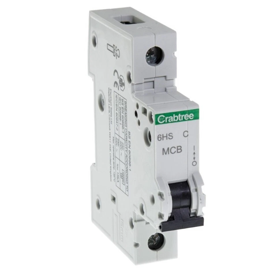Crabtree 6HS16C Loadstar MCB Circuit Breaker 16A SP Type C 10kA