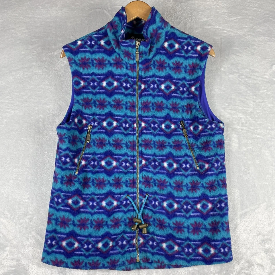 Chaleco polar Nordica vintage verde azulado y púrpura pequeño retro azteca esquí cabina Foto 1 de 4