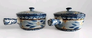 Temp-tations Blue Old World Stick Handled Individual Casserole & Lid 5” Set Of 2 - Picture 1 of 11