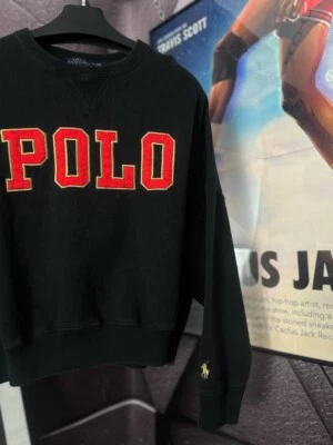 Sudadera para mujer POLO Ralph Lauren negra roja amarilla cuello redondo talla M Foto 1 de 4