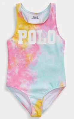 TRAJE DE BAÑO POLO RALPH LAUREN BEBÉ NIÑA TIE-DYE DE UNA PIEZA CON LOGOTIPO DELETREADO  Foto 1 de 4