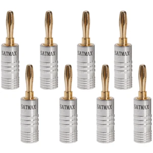 8 pcs Audio Screw Banana Plug 24K Gold Plated Speaker Wire Jack Connector - Picture 1 of 3