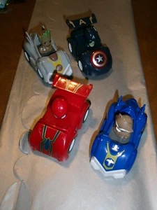 4 Marvel Super Hero Racers Pull Back And GO Race Cars Spider Captain Guardians - Picture 1 of 7