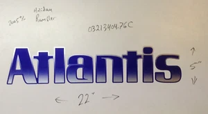 2PCS ATLANTIS LEGEND LOGO RV CAMPER DECAL BLUE/SILVER 22x5" HOLIDAY RAMBLER - Picture 1 of 2