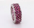 Sterling Silver Women Ring Bands 925 Gold Plated Pink Round Cz Adastra Jewelry