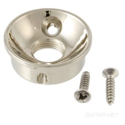 Electrosocket redondo retrofit Jackplate para Telecaster Tele Guitar Jack NICKEL - Imagem 1 de 2