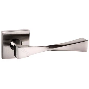 Guido Internal Door Handle Lever On Square Rose - Satin Nickel -  Atlantic Range - Picture 1 of 3