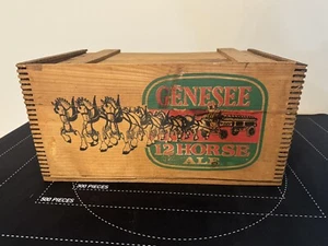 Vintage Genesee Beer Crate 12 Horse Ale Wooden Box 19" x 9" x 12" - Picture 1 of 10