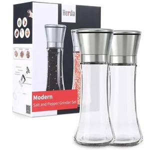 Salt And Pepper Grinder Refillable 304 Brushed Stainless Steel Shaker Adjustable - Picture 1 of 7