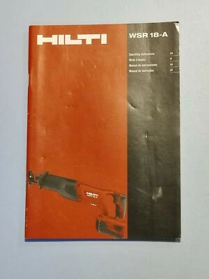 Hilti WSR 18-A Reciprocating Saw tool Manual only . - Image 1 of 2