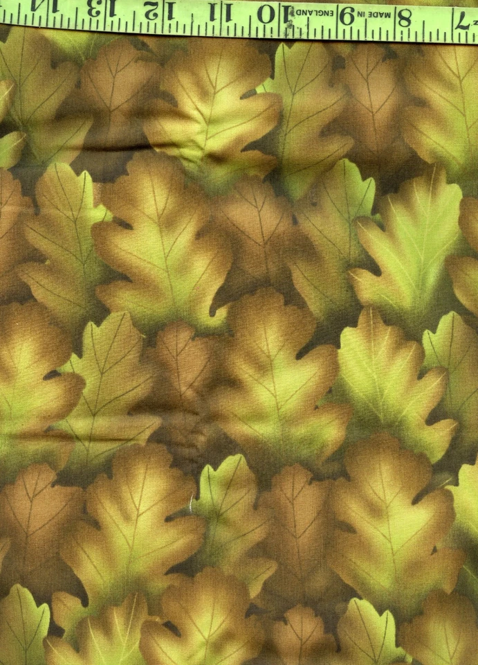 Kona Bay Fall Green Brown Leaves Plants 100% Cotton Quilt Quilting Fabric 1 Yd!  - Image 1 of 1