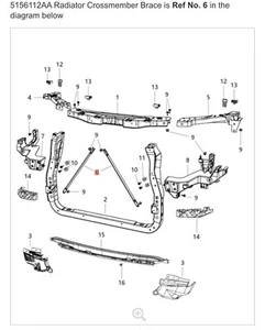2011- 2024 DODGE DURANGO JEEP GRAND CHEROKEE RADIATOR SUPPORT BRACKET BRACE OEM - Picture 1 of 7