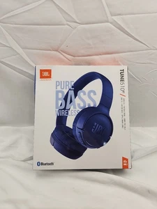 JBL Tune 510BT Wireless Bluetooth On-Ear Stereo Blue Headphones Mic Extra Bass - Picture 1 of 2