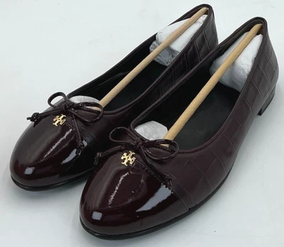 Tory Burch Cap-Toe Women's Size 8 Deep Burgundy Leather Ballet FlatsNIB - Image 1 of 4