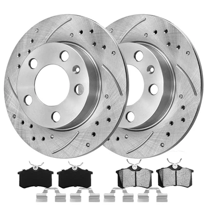 232mm Rear Brake Rotors &Ceramic Pads for Volkswagen Beetle Golf Jetta 1998-2006 Foto 1 de 4