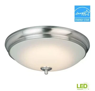 НОВЫЙ Hampton Bay Clifton 13 дюймов Матовый никель выбираемый светодиодный заподлицо держатель - Изображение 1 из 2