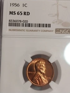 1956 D NGC LINCOLN WHEAT CENT MINT STATE 65 RED - Picture 1 of 2