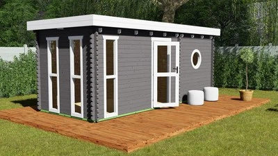 Saunahaus Gartensauna Sauna Haus Garten Außensauna Trockensauna Holz mit Ofen - Bild 1 von 4