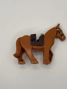 Lego Dark Orange Horse Complete With Dark Brown Saddle / City Farm Land Animal - Picture 1 of 3