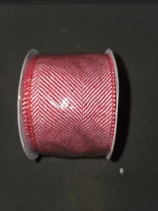 Red Herringbone Wired Ribbon 2.5" x 15ft. by Celebrate It (5 yards) - Picture 1 of 3