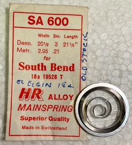 VINTAGE POCKET WATCH MAIN SPRING MAINSPRING ELGIN SOUTH BEND SIZE 18 18S NOS - Picture 1 of 1