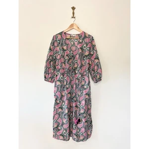 Boden Florence Kaftan Midikleid Größe 14 Baumwolle Paisley Gürtel Taschen - Bild 1 von 11