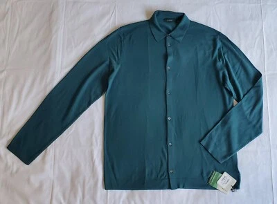 $595NWT ZANONE CAMICIA FLEXWOOL F18 BUTTON DOWN GREEN LONG SLEEVE SHIRT MEN SZ56 - Image 1 of 4