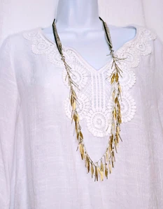 Stella & Dot Freya Necklace 6 Ways To Wear Chain Beaded Fringe Mixed Metals - Picture 1 of 10