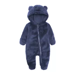 Infant Baby Girl Boy Solid Cartoon Ear Hoodie Romper Clothes Zip Fleece Jumpsuit - Bild 1 von 15