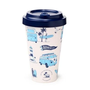 VW VOLKSWAGEN CAMPER VAN EXPLORE MORE RPET RECYCLED PLASTIC TRAVEL MUG CUP PUK - Picture 1 of 5
