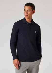NEU MIT ETIKETT PAUL SMITH - LUXUS MARINEBLAUES LS ZEBRA POLOSHIRT - UK M - UVP 175 £ - Bild 1 von 4
