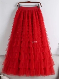 Ladies Fashion Mesh Skirt Women High Waist A-line Gauze Spliced Loose Skirts New - Picture 1 of 43