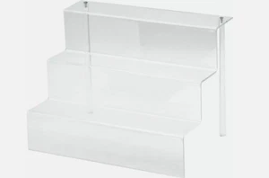 Display Three-Tier Acrylic Step Display Ultra Clear and Versatile Risers 9x9x6 - Picture 1 of 3