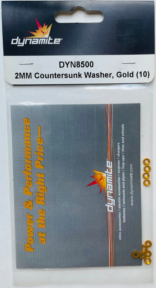 Dynamite 2mm Gold Countersunk Washers (10) DYN8500 - Image 1 of 1