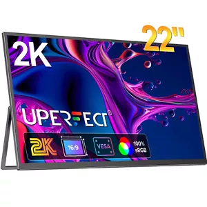 UPERFECT 22 Inch Larger Portable Monitor 2K Screen 2560*1440 with VESA & Stand - Picture 1 of 11