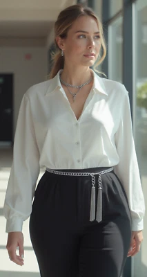 Damen Silber Metal Fransen Quasten Kette Modischer Gürtel Schmal Bund Größe M L - Bild 1 von 4