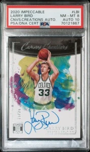 2020 Panini Impeccable Canvas Creations LARRY BIRD AUTO /25 PSA 8 BOSTON 🍀NBA - Picture 1 of 5