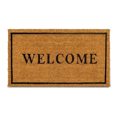 PLUS HAVEN Coco Coir Door Mat with Heavy Duty Backing, Welcome Doormat, 17.5" x 30" Size, E