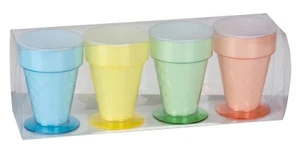  Set of 4 Ice Cream Cone Shaped Retro Sundae Dish Party Bowl Set  Ice Cream Bowl - Picture 1 of 1