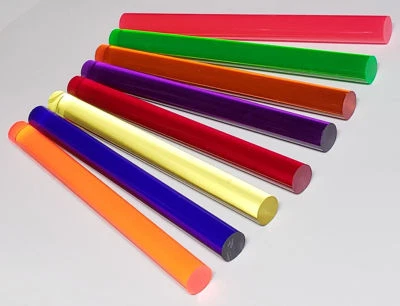 8 DIFFERENT 1” INCH DIAMETER CLEAR ACRYLIC RODS BLUE RED PINK PURPLE GREEN AMBER - Image 1 of 4